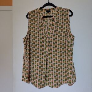 The Limited Cream Sleeveless Buttoned Blouse with Bib Collar